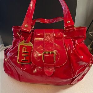 HP Shiny Red Shoulder Bag with Gold Accents Dooney& Bourke limited edition